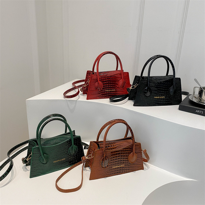 Fashion Female Shoulder Bag Alligator Pattern Small Square Bags for Women Pure Color Vintage Crossbody Bags PU Leather Handbags