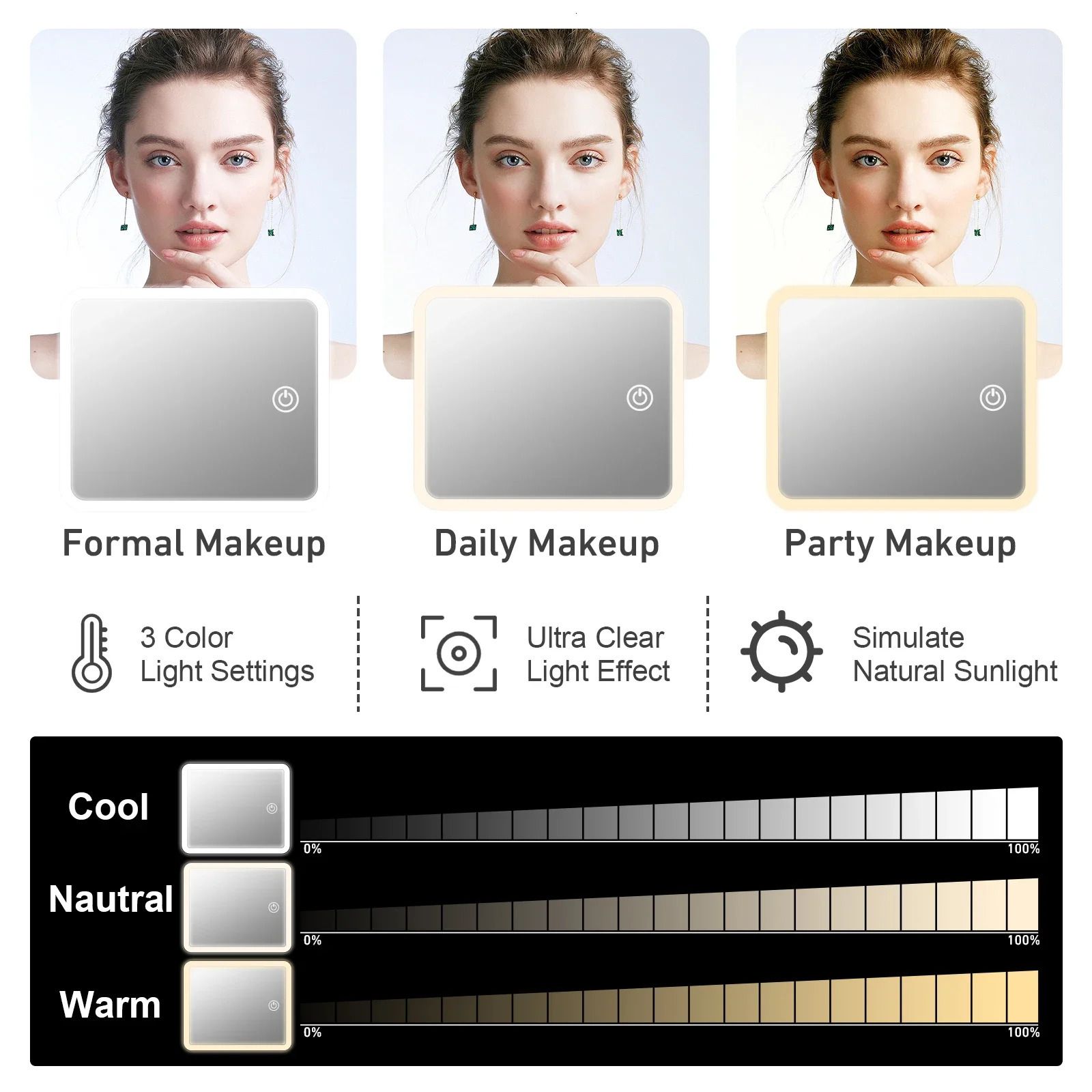 LED travel makeup bag with mirror portable waterproof makeup organizer makeup box womens birthday gift 241106