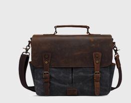 Vintage Crazy Horse Leather Man Bag Oil Wax Portable Canvas Bag, Men's Shoulder Bag pinepoxp bag