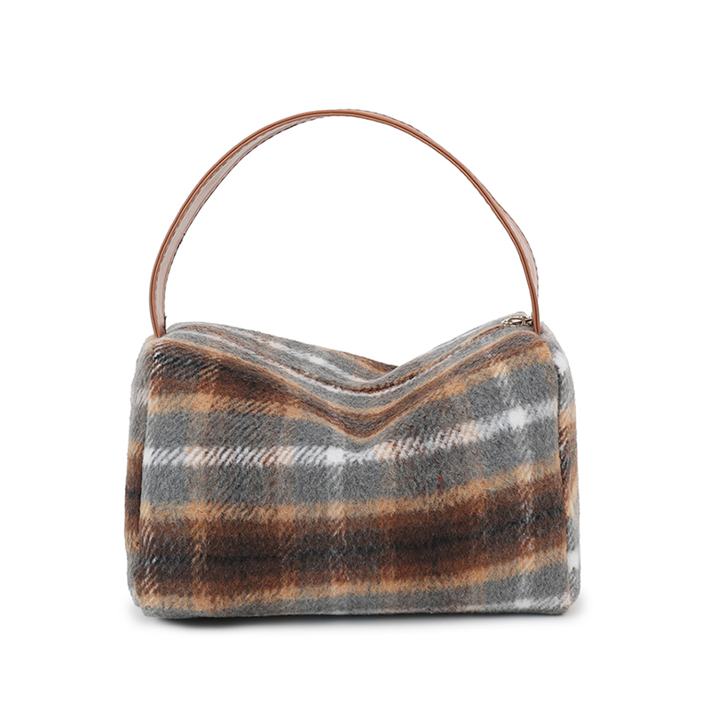 ldm Woolen Cloth Top-Handle Patchwork BagsWomen's Bags on Sale 2024 High Quality Shoulder Bags Sewing Thread Handbag Casual Bolso