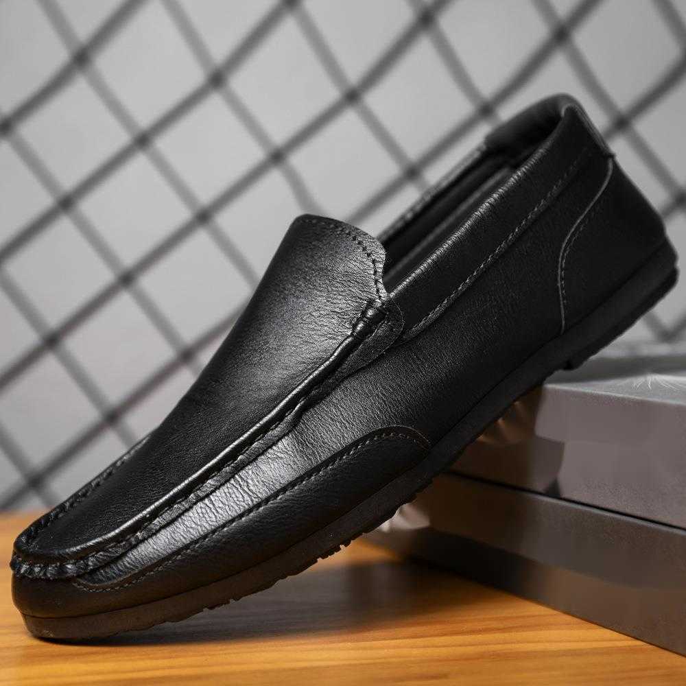 CMM Loafer Shoes New Mens Trendy Korean Versatile Summer One Step Lazy Mens British Casual Leather Shoes
