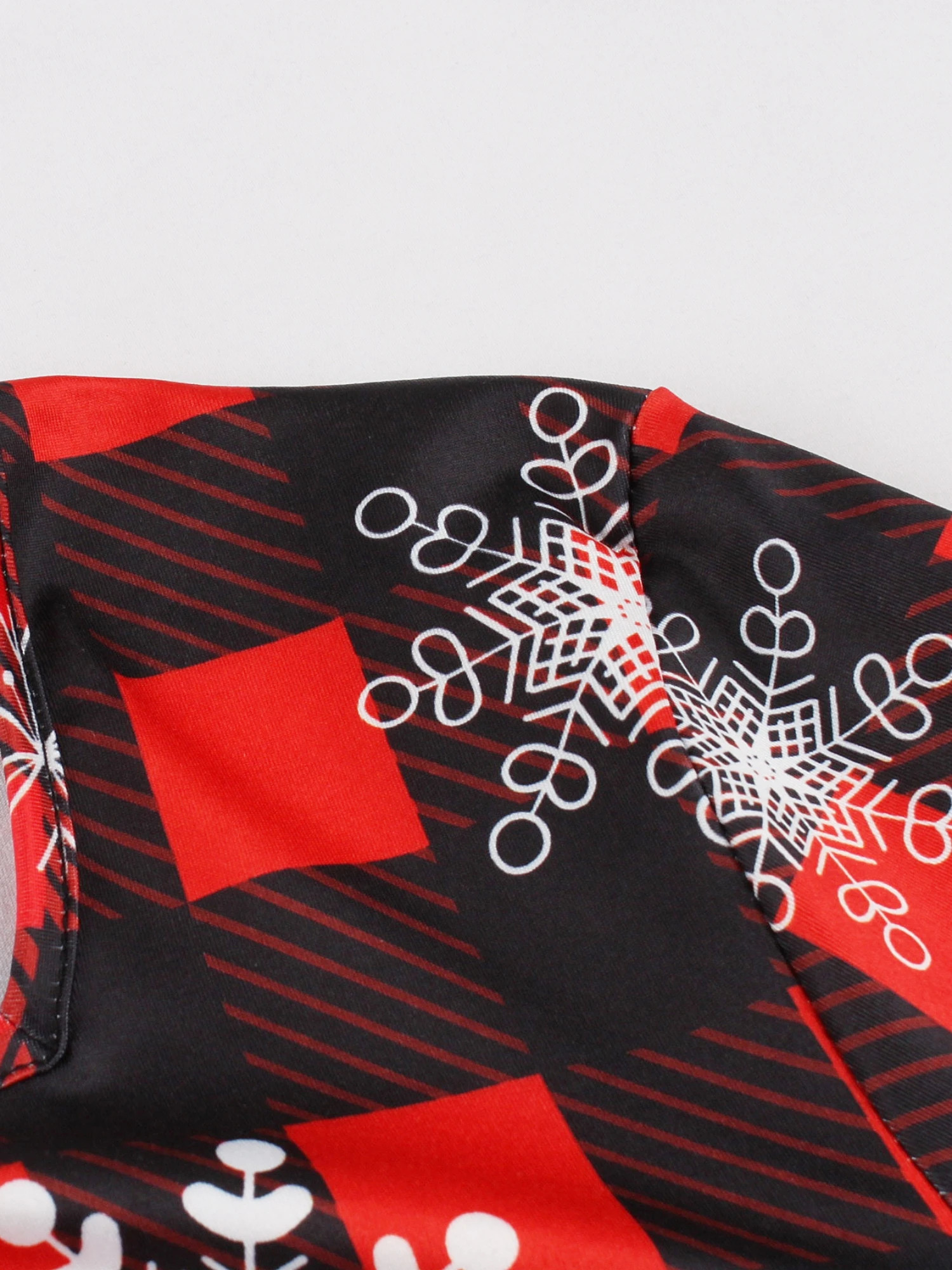 Spring and Autumn Christmas Party Square Neck Waist Long Sleeve Christmas Print Dress 241107