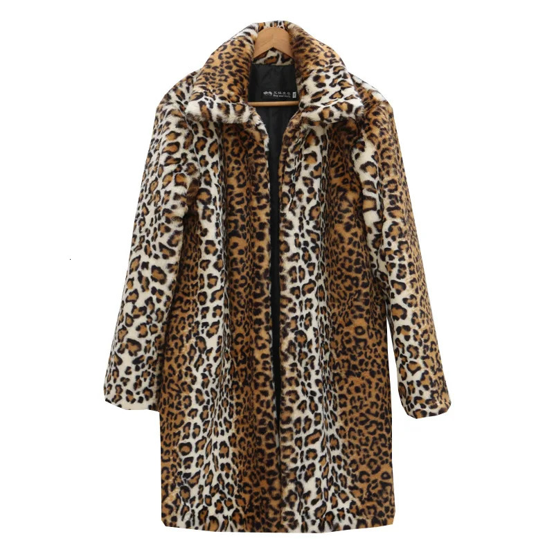 S-6XL size fashionable mens jacket leopard print warm mink velvet mens winter jacket loose outdoor sports and leisure long park 241107