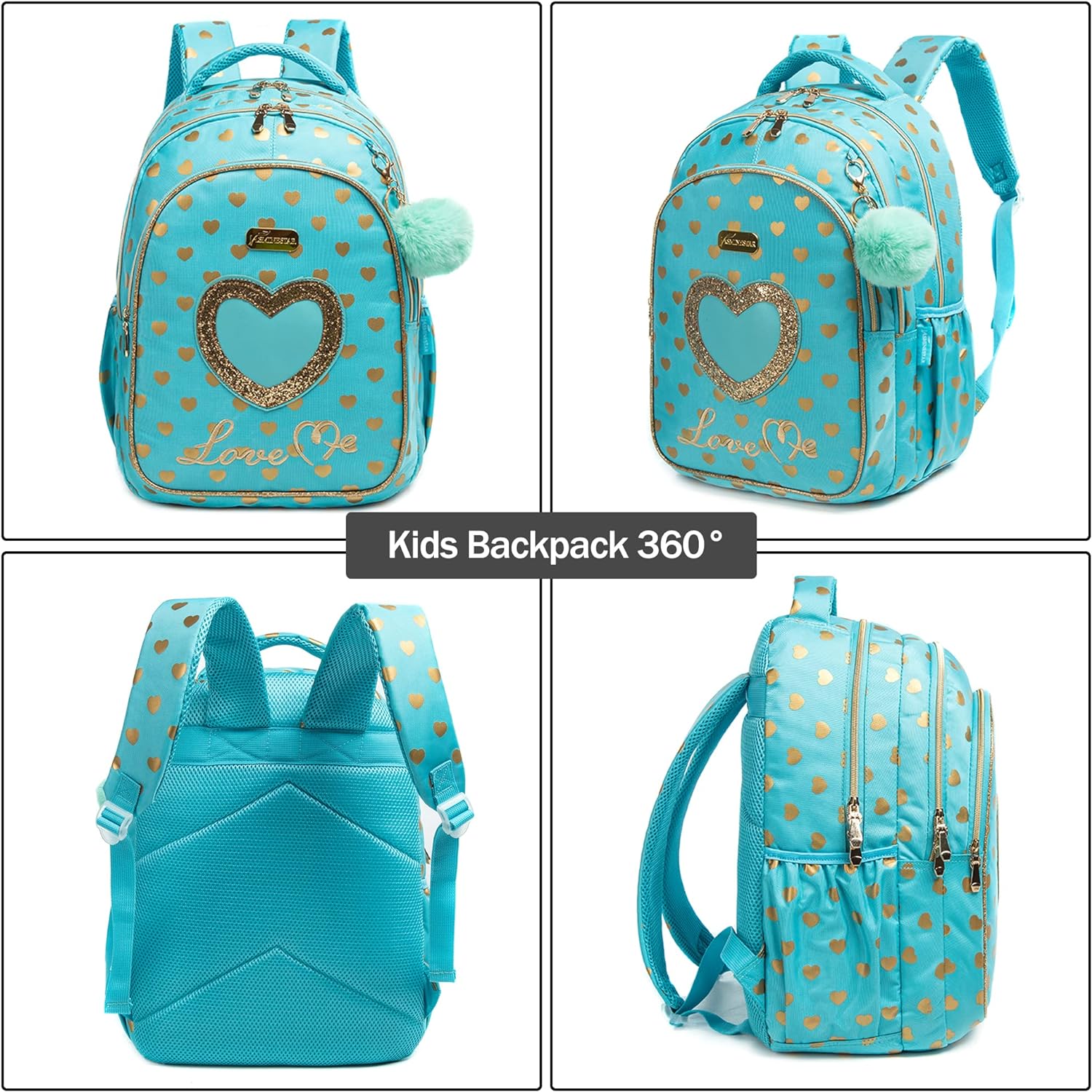 School Backpacks for Girls Kids Backpack Set with Lunch Box Elementary Primary Book Bags for Teenager Girl Waterproof School Bag