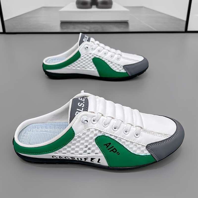 Men's breathable non slip casual shoes, summer fashionable color block slippers, suitable for outdoor walking, camping and leisure activities .