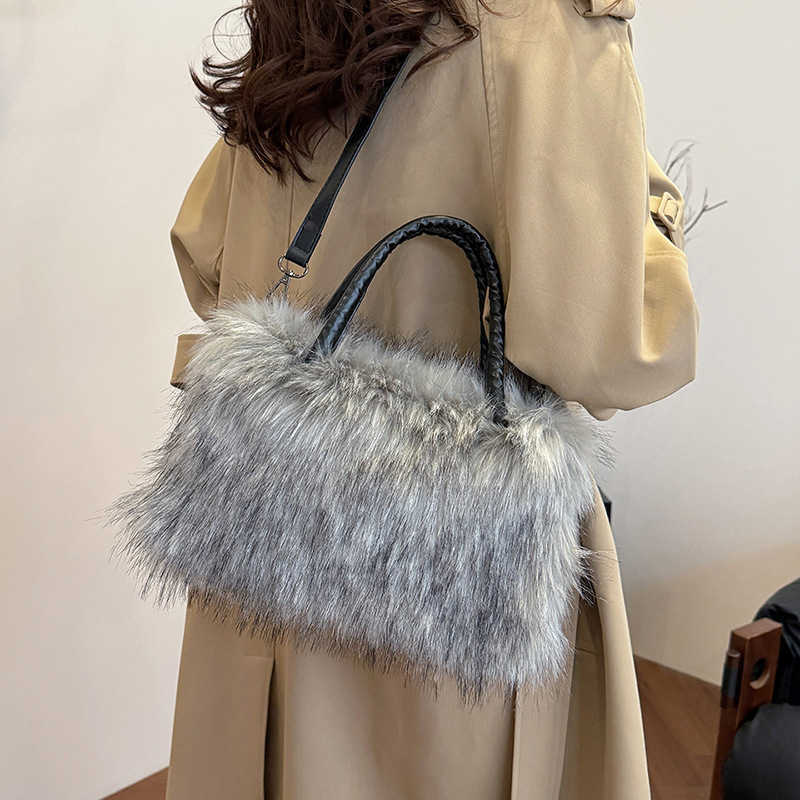 New Women's High Quality Texture One Shoulder Plush Bag 2024 Autumn/Winter New Plush Women's Bag Handbag