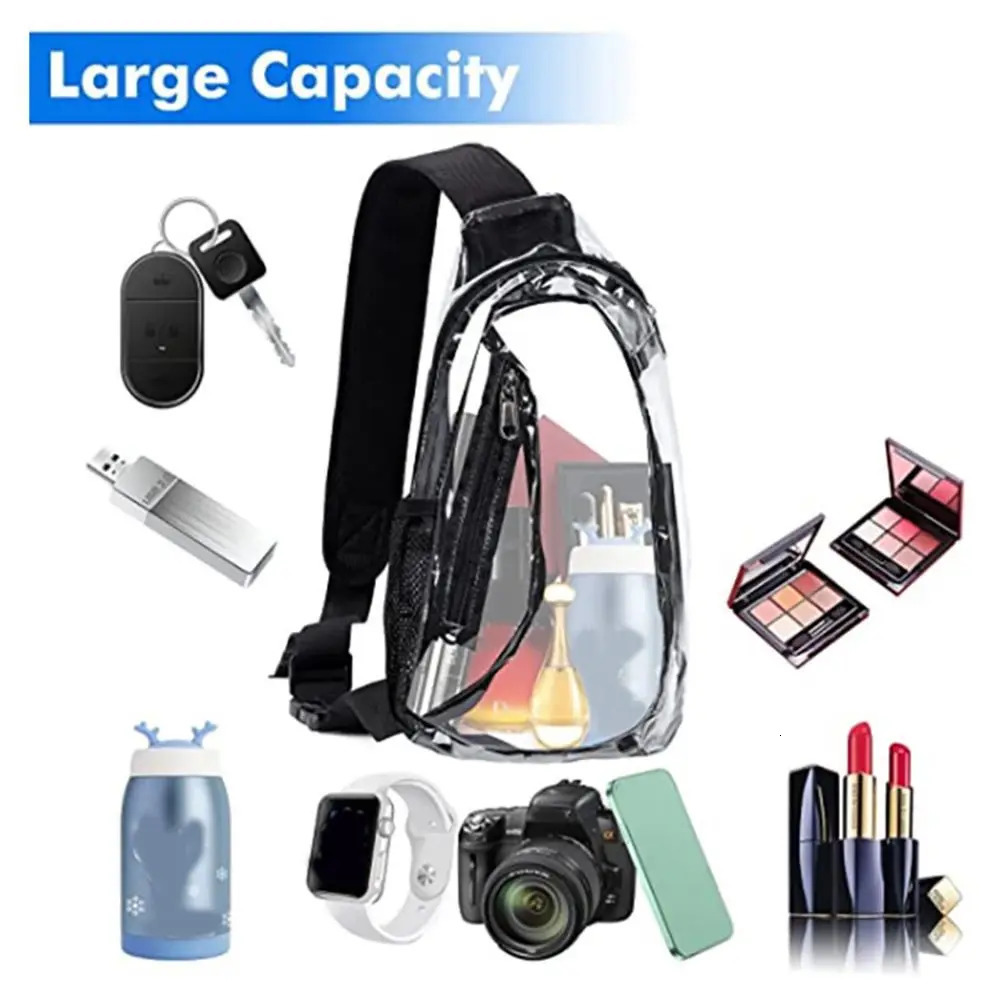 Transparent PVC hanging bag transparent sports field shoulder cross backpack for men 241106