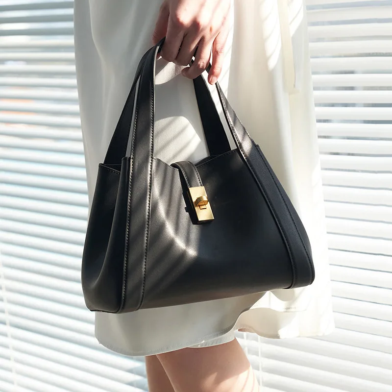 Genuine Leather Bucket Bags For Women 2024 Fashion Daily Shoulder Bags High Quality Totes Female Luxury Designer Crossbody Bag