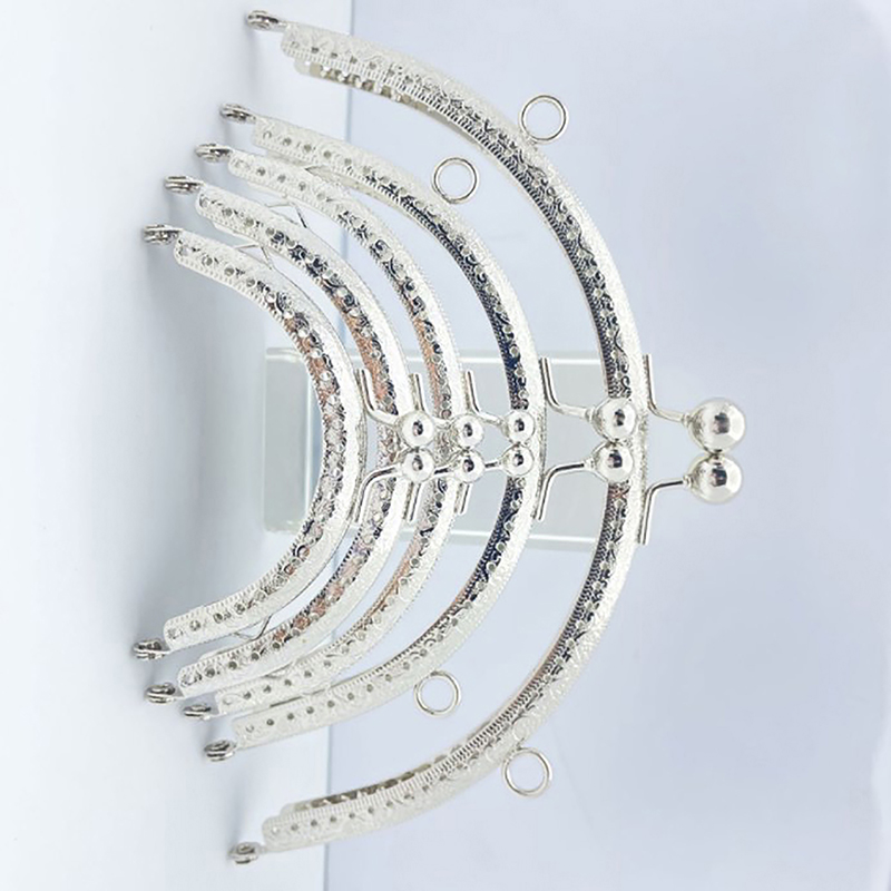 1PCS 8.5/10.5/12.5/15.5CM Glossy Silver Basic Semicircle Metal Purse Frame Kiss Clasp Lock DIY Bag Accessories