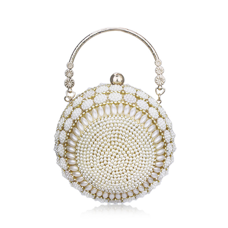 Chaliwini Women's Pearl Beaded Evening Bags Pearl Beads Clutch Bags Handmade Wedding Bags Glod Silver Quality Assurance