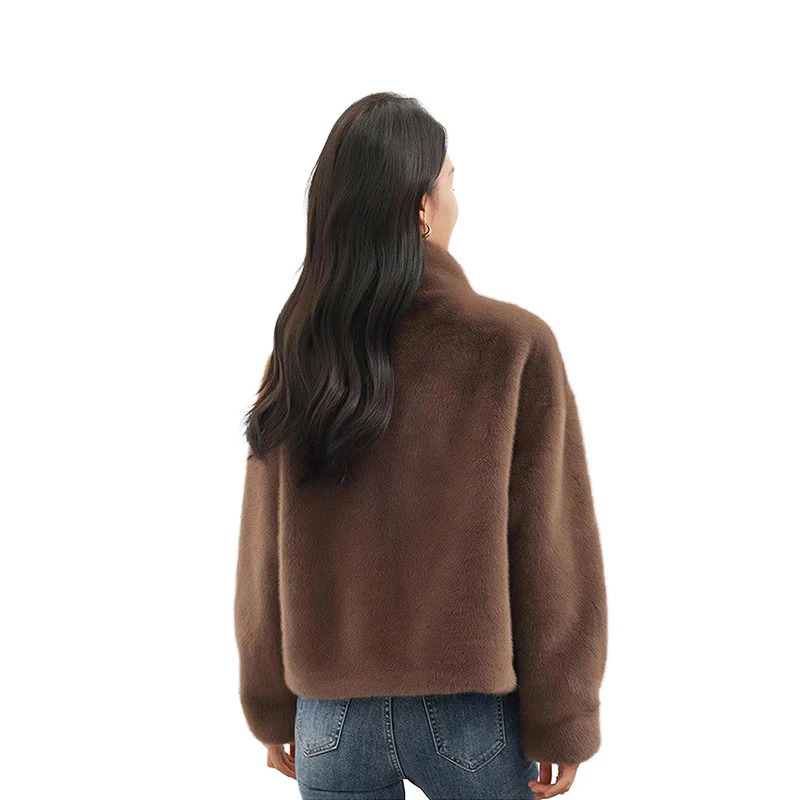 Womens faux mink jacket faux fur coat womens clothing high-end faux mink coat fashionable coat Abrigos 241107