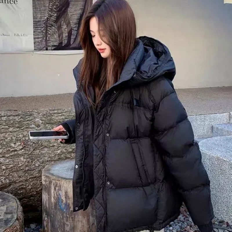 Melad Brown Coffee Womens Crop Petite Winter Thick Down Jacket Long Sleeve Regular Fit 241107