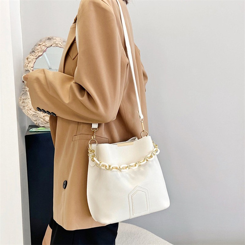 2023 New Pu Leather Bucket Bag Simple Handbags Famous Brands Women Shoulder Bag Casual Big Tote Vintage Ladies Crossbody Bags