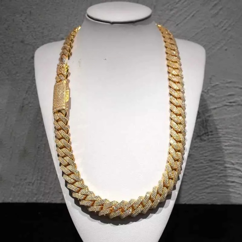 Pass Tester KIBO Jewelry Heavy VVS1 D Color 18mm Moissanites Dia Cuban k Chain Bust Down Iced Out Necklace