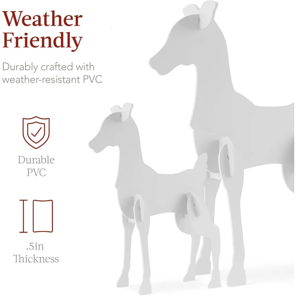 3Piece 56in Reindeer Family Silhouette Set Outdoor Christmas Deer PVC Yard Decoration Holiday Decor 241107