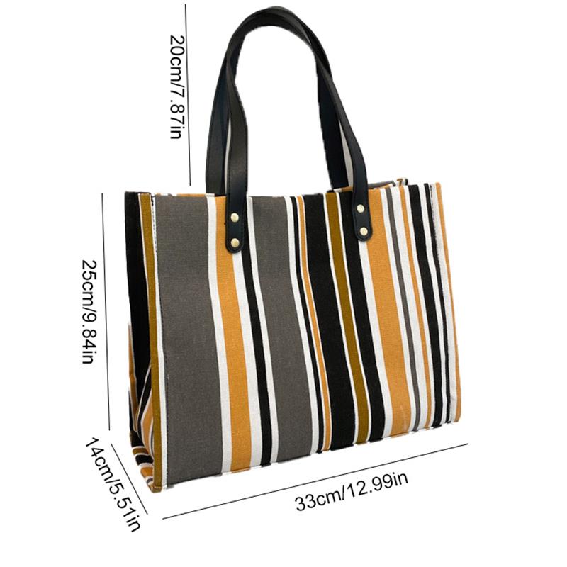 Fashion Large Capacity Canvas Striped Causal Handbag Tote Female Tote Bags Ladies Simple Canvas Purses Women Shoulder Bag