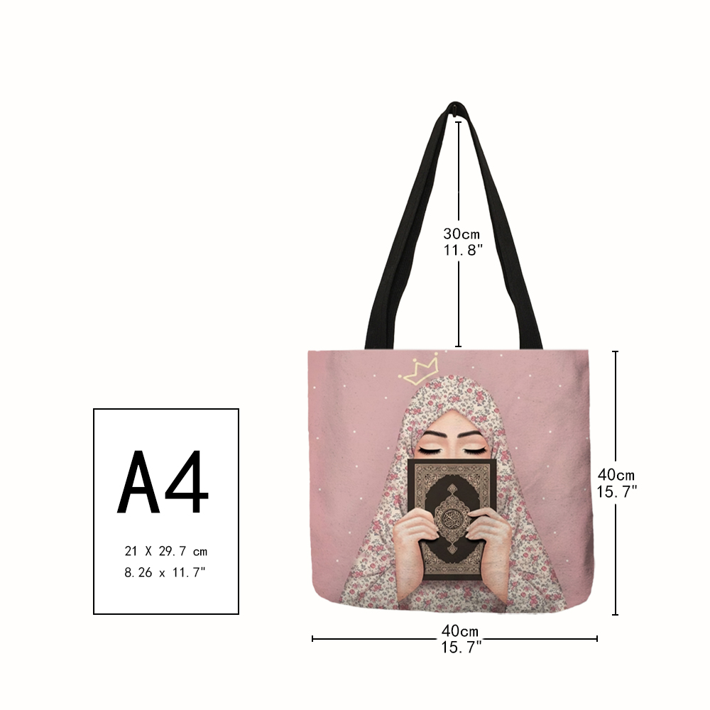 Hijab Face Muslim Women Casual Totes Large Capacity Ladies Shopping Shoulder Bags Islamic Gril Handbag Leisure Beach Travel Bag