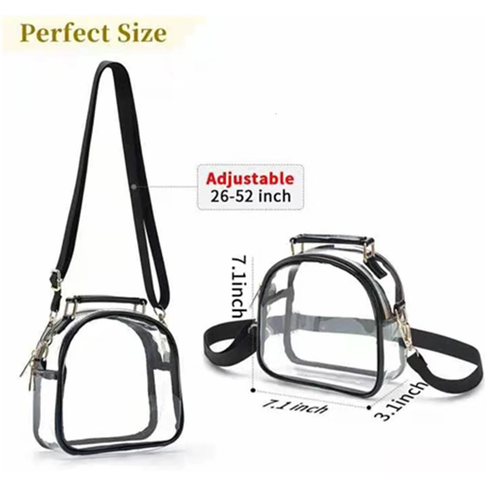 INS Womens PVC Transparent Cross Body Bag Stadium Approved Transparent Shoulder Handbag Small Summer Outdoor Top Handbag Wallet 241106