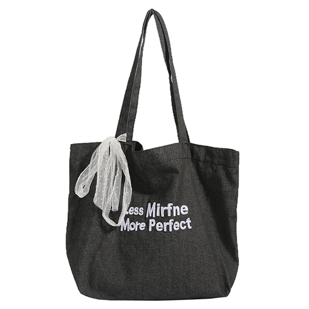 Women Travel Shoulder Bag Large Capacity Denim Versatile Shopper Bag with Bow Everyday Grocery Bag Daily Bag for Female