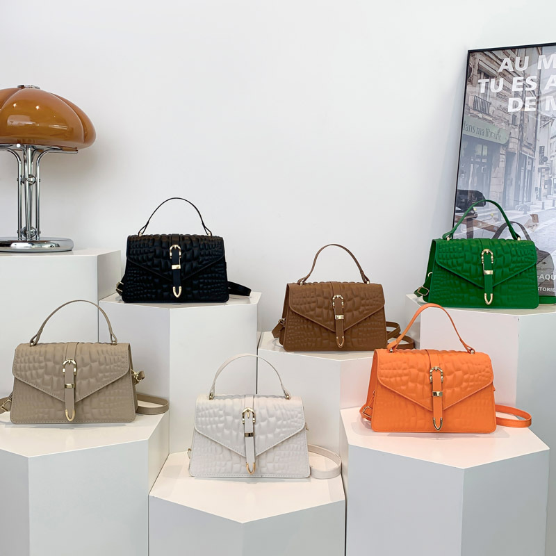Fashion Female Shoulder Bag Alligator Pattern Small Square Bags for Women Pure Candy Color Crossbody Bags PU Leather Handbags
