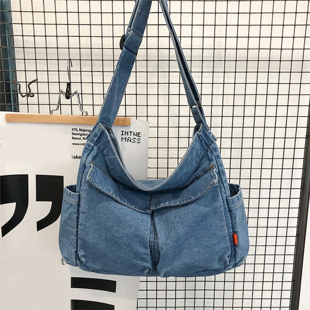 Japanese Harajuku Shoulder Bags Retro Denim Messenger Large Capacity Handbag Commuter Crossbody Bag for Womens