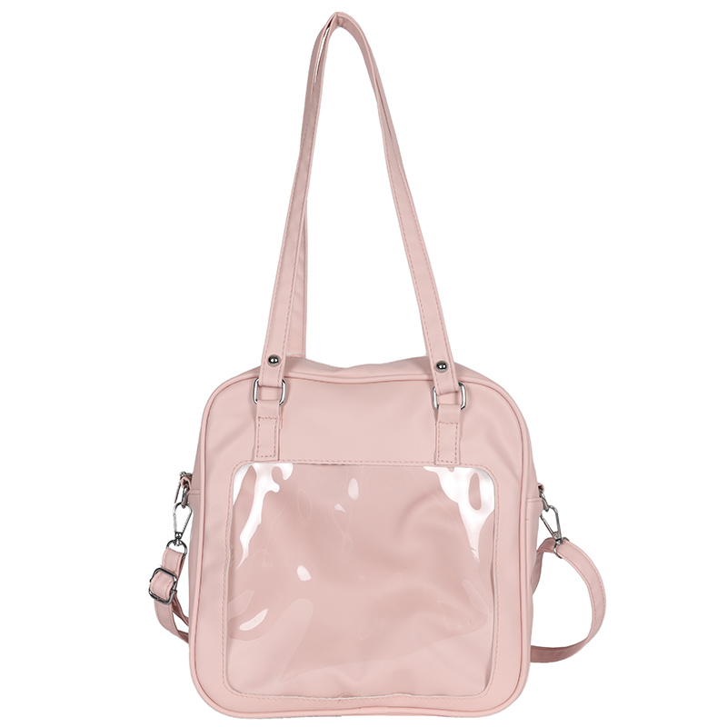 Fashion Popular Custom Ita Crossbody Bag Transparent Clear PVC Window Shoulder Bags Pins Display DIY Women Handbags