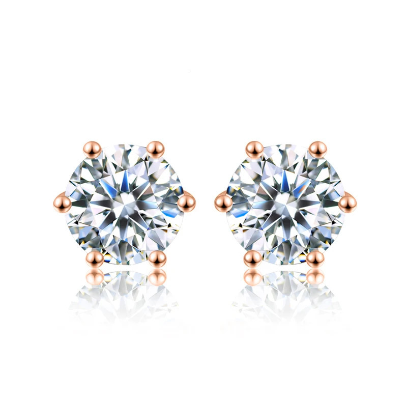 DW 05ct2ct D Color Certified Stud Earrings Lab Created Diamond 925 Sterling Silver Gold Plated Wedding Jewelry 241106