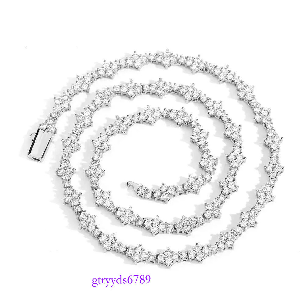 Nuoya 6.5mm Iced Out Vvs Dia wer Shape Hip Hop Jewelry Sterg Sier Moissanite Tennis Chain Necklace