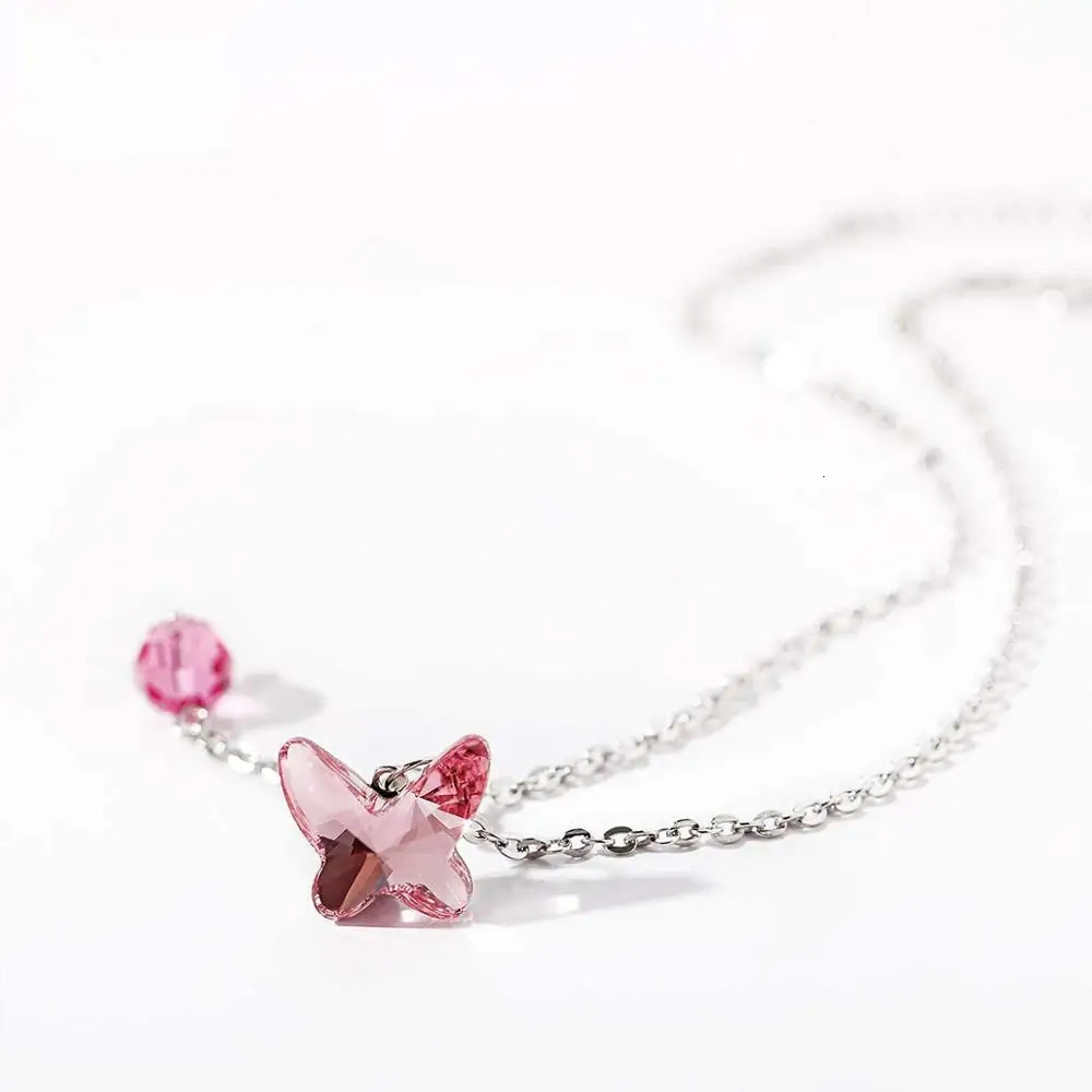 Cute silver foot jewelry ankle simple bead butterfly bracelet from Austria womens ankle primitive crystal 241107