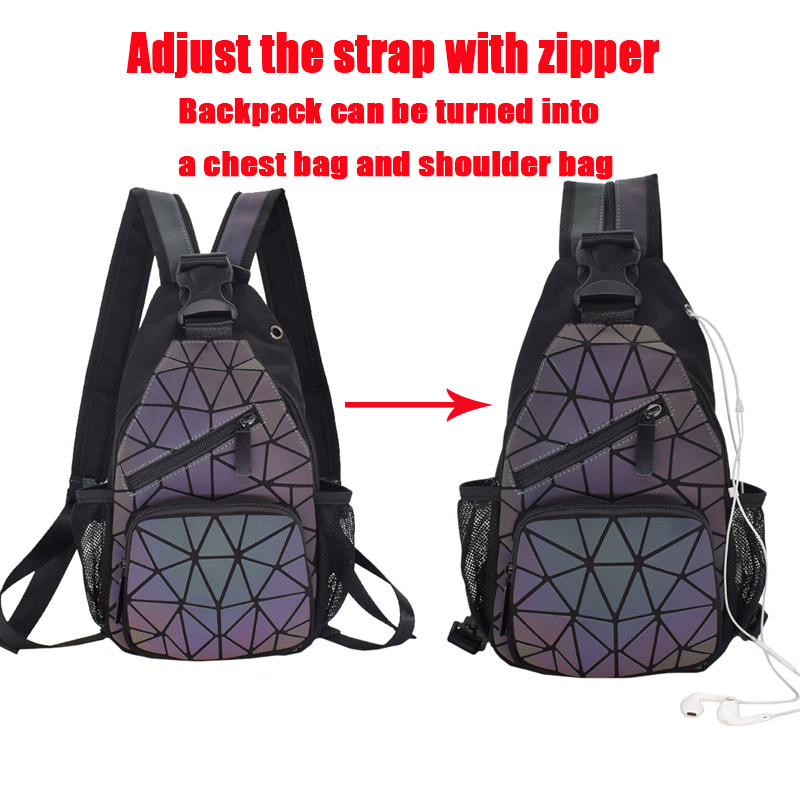 Fashion Luminous Back Pack Unisex Shoulder Bags Women School Bags Hologram Geometric Messenger Bag Female Casual Clutch Bolsas