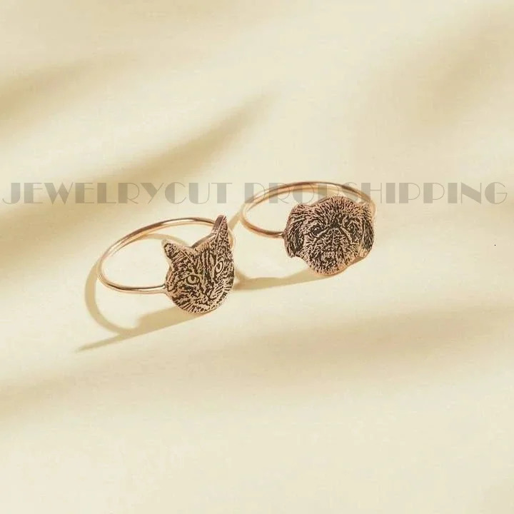 Customized portrait pet po ring cat jewelry personalized pet picture ring pet commemorative jewelry dog lover gift 241106