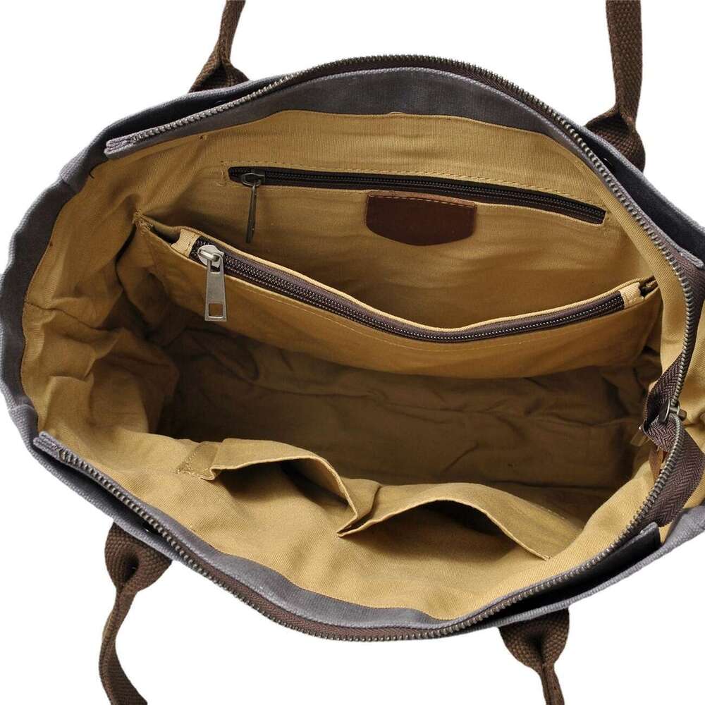 OLOEY Korean Fashion New Arrival Oil Wax Canvas Women's Simple Waterproof Cloth Retro Contrast Shoulder Bag Portable Shopping