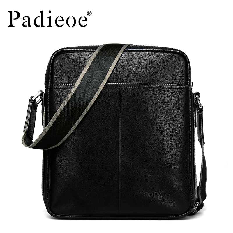 Padieoe High Quality Genuine Leather Handbags Man Fashion Designer Crossbody Bags Casual Cowhide Leather Messenger Bags for Man
