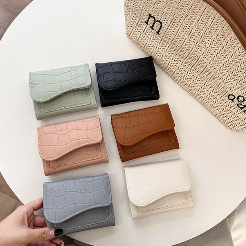 Korean version of women's multi-functional croc wallet short fashionable multi-color multi card slots card holder wallet
