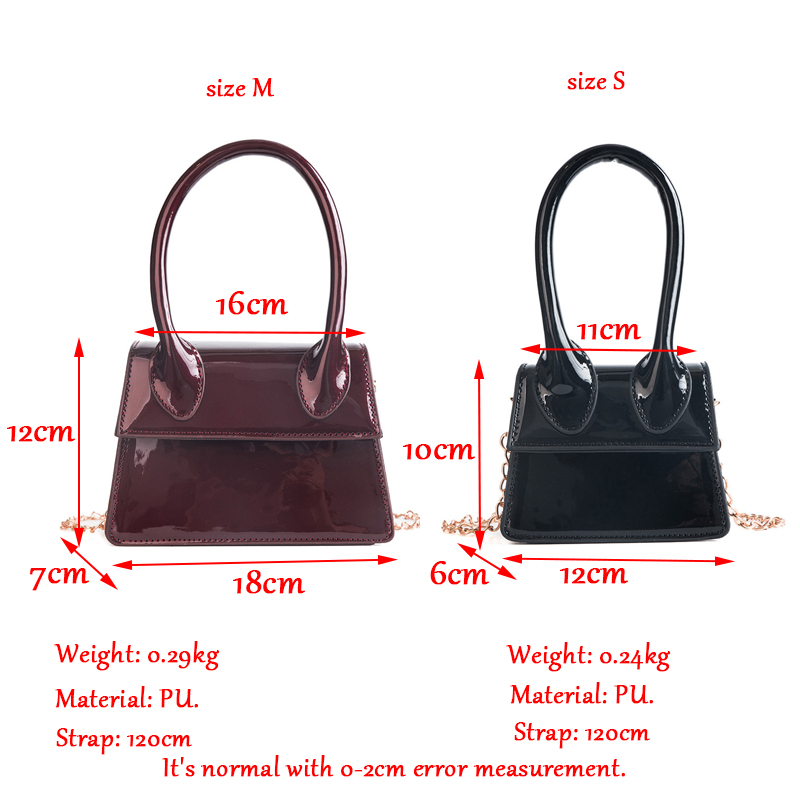 Razaly brand designer good quality mini purse handbags small bag simple flap gold chain patent pu leather beach shoulder 2018