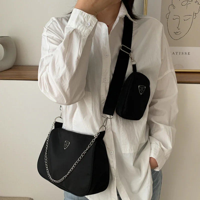 Women High Quality Square Solid Bags 2024 New Retro Women Crossbody Bags Style Crescent Chain Underarm Shoulder Bags for Women