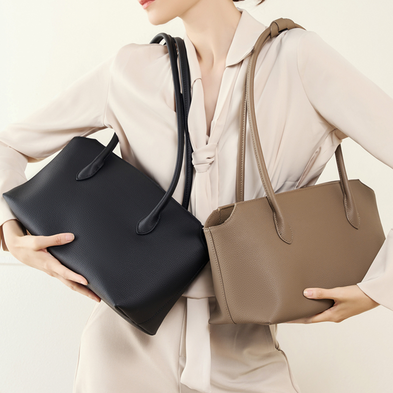 Toptrends Cow Genuine Leather Underarm Shoulder Bags For Women 2024 Trend Designer Simple Large Capacity Tote Ladies Handbags