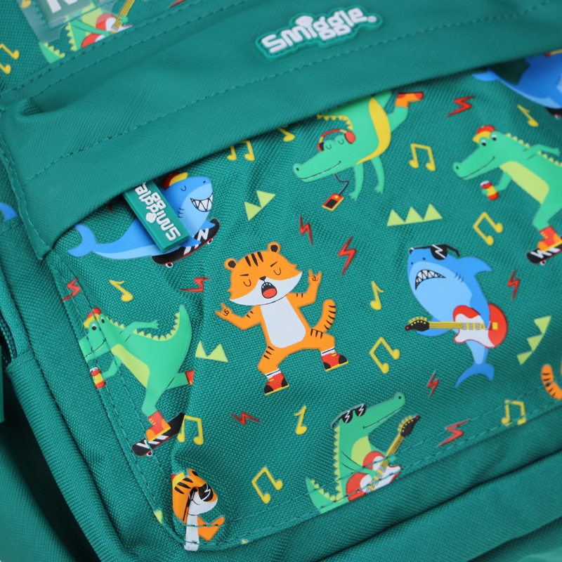 Australia Smiggle Original Children's Schoolbag Boy Backpack Green Tiger Name Card School Supplies 4-7 Years Old 14 Inches