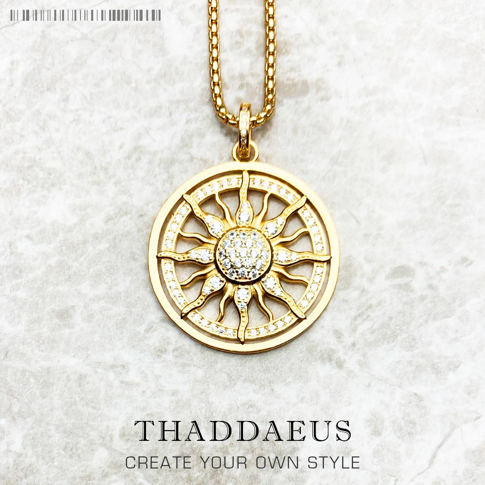 Necklace Gold Color Sun Link Chain Fashion Ethnic Jewelry Europe Style 925 Stering Silver Gift For Men Women 241106