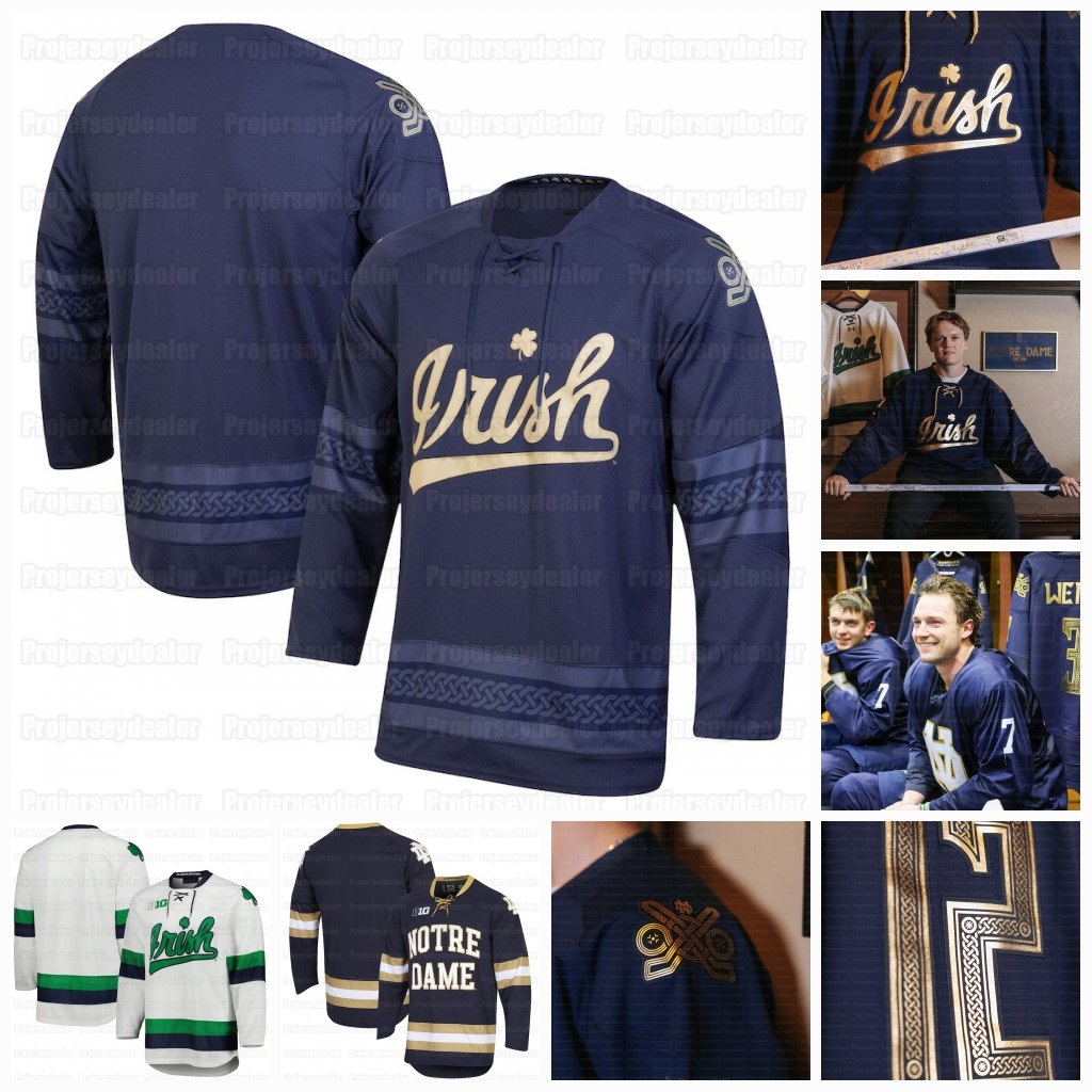 Notre Dame 2024-25 Hockey Jerseys Fighting Irish Henry Nelson Hunter Weiss Michael Schermerhorn Ryan Helliwell Janicke Maddox Fleming