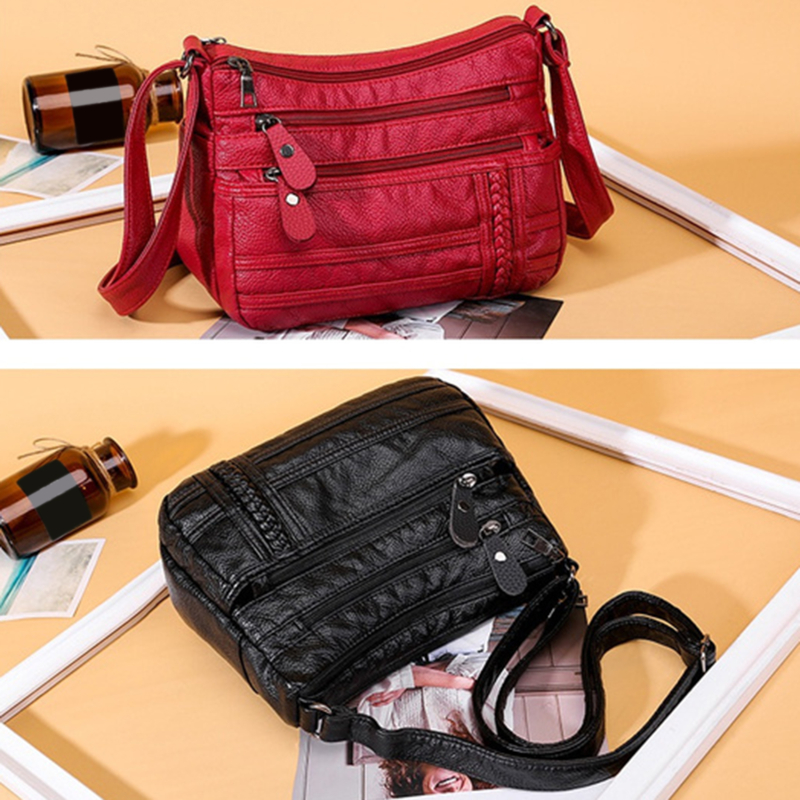 All-Match Solid Shoulder Bag Soft Leather Multi-Compartment Large Capacity Shoulder Bags 2023 New High Quality Woman Bags