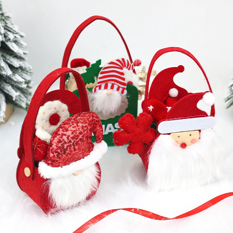 Felt Santa Claus Gift Bag Christmas Dwarf Candy Gift 241107
