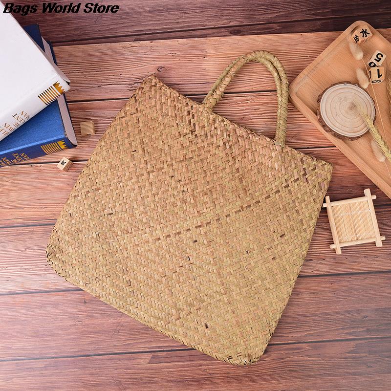 1PCS Beach Bag For Summer Big Straw Bags Handmade Woven Tote Women Travel Handbags Luxury Designer Shopping Hand Bags