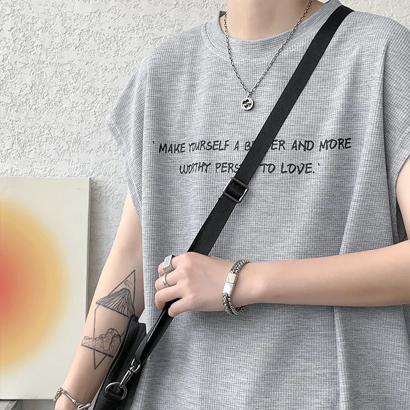 Waffle Sports Suit Unisex Summer Casual Loose Vest Shorts Streetwear Tracksuits Home Wear Jogger Fashion Handsome Twopiece Set 240327