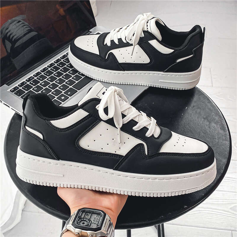Men's spring brand high-end leather sports small white men's casual board soft versatile thick sole trendy shoes