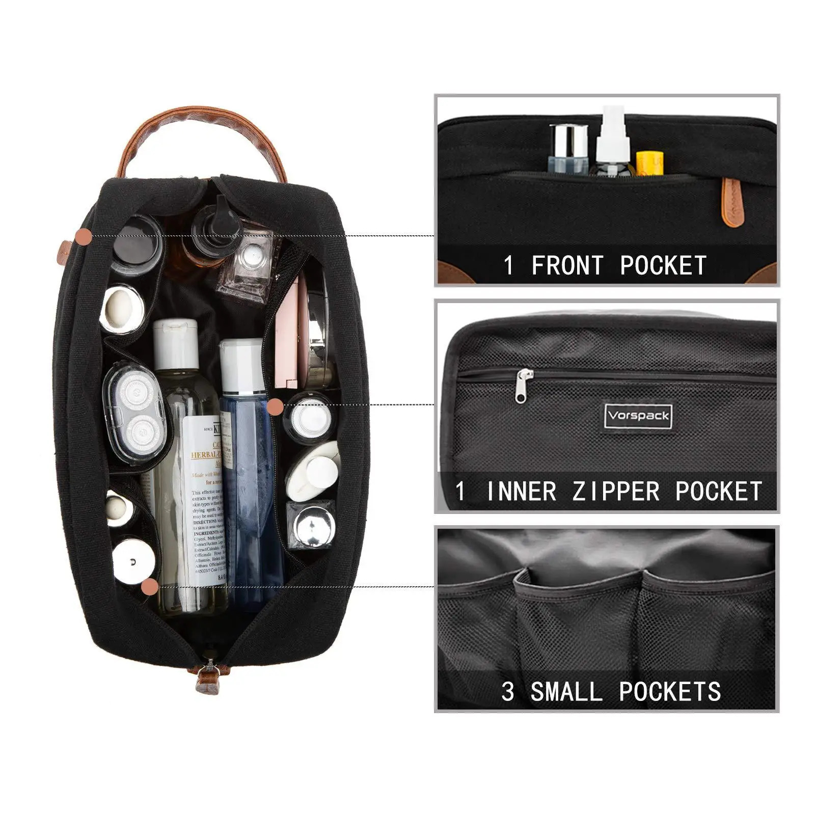 Makeup Bag Travel Portable Large Capacity Makeup Bag Retro Waterproof Canvas Pu Leather 241106