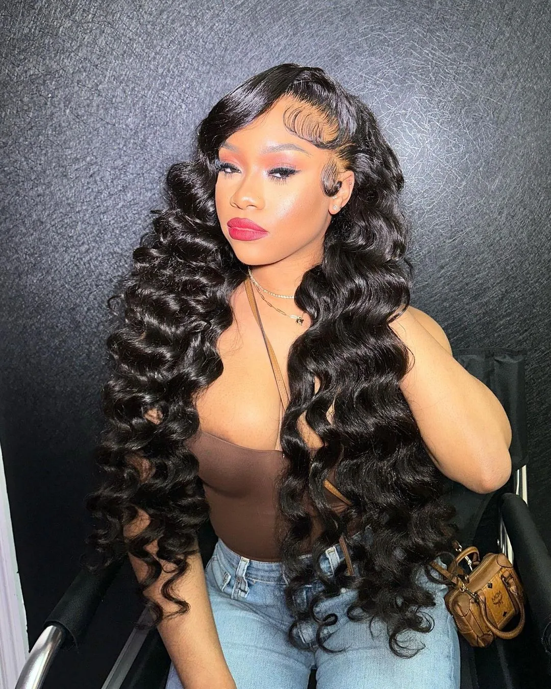 Free shipping Peruvian Soft 13x4 Loose Deep Wave Front Human Hair Wigs for Women Remy Black /red/blonde HD Transparent Lace Frontal Wig