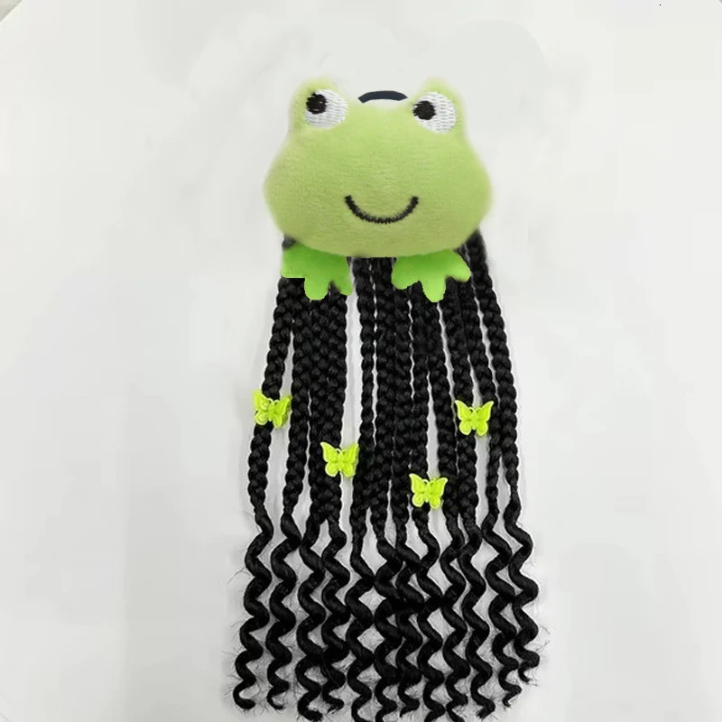 2 Packs Kids Ponytail Braids Hair ExtensionWith Curly Ends Detachable Synthetic Hairpieces With Bows Protective 241107