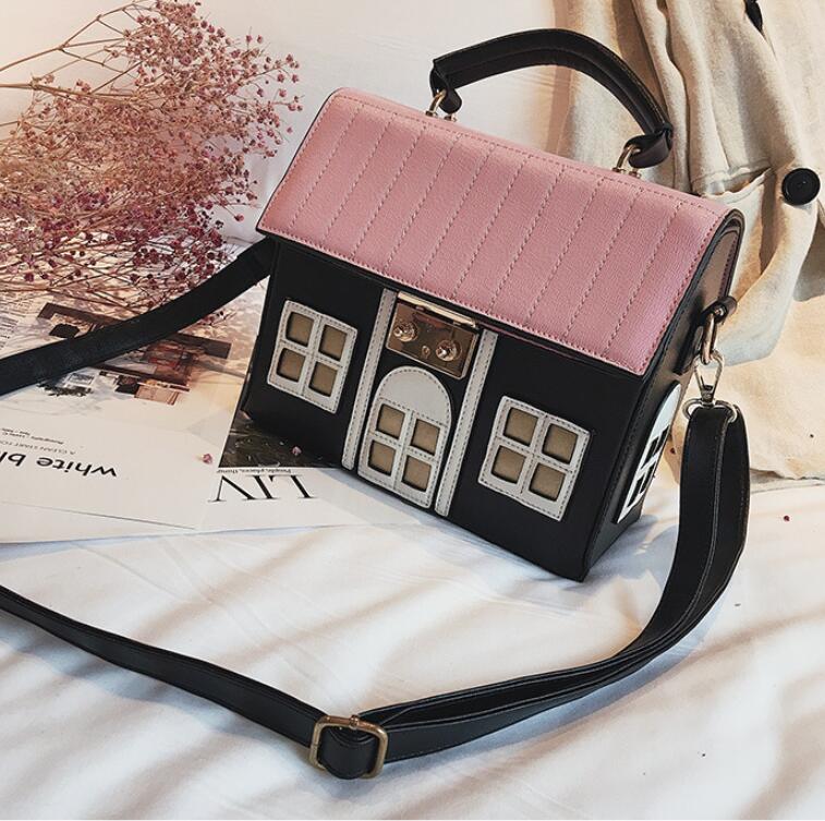New creative house bag lovely handbag fashion contrast color little women shoulder bag small fresh cross-body bag fashion