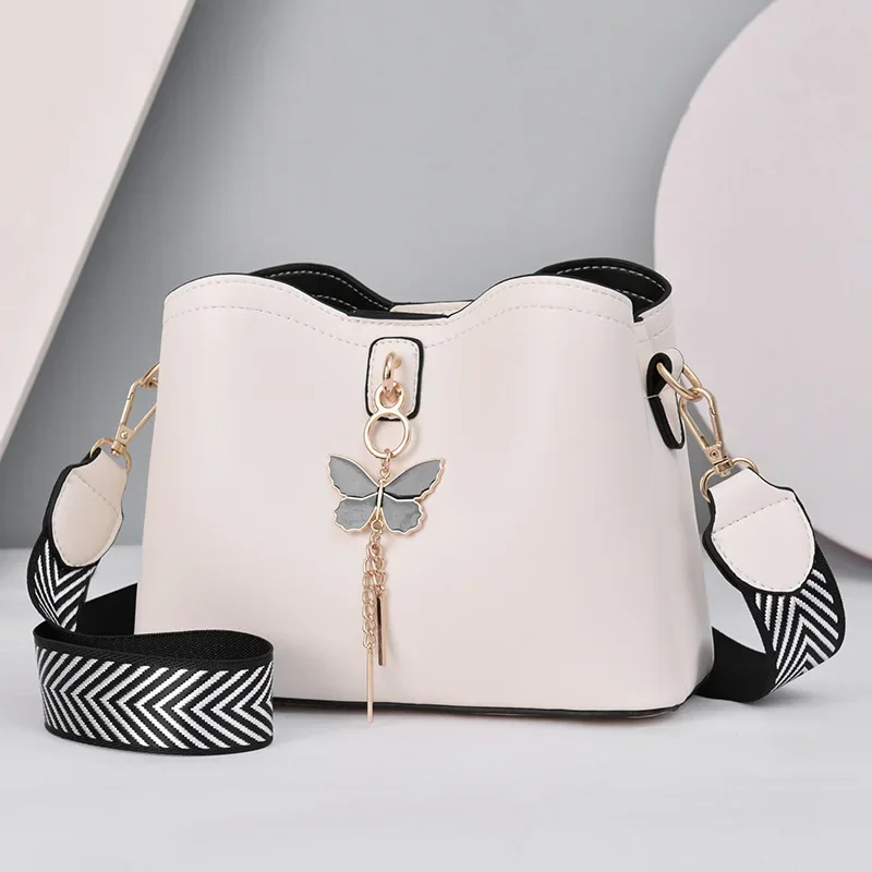 2023 Women White Handbag New Designer Butterfly Tassel PU Leather Messenger Bags Ladies Crossbody Female Tote Shoulder Bag